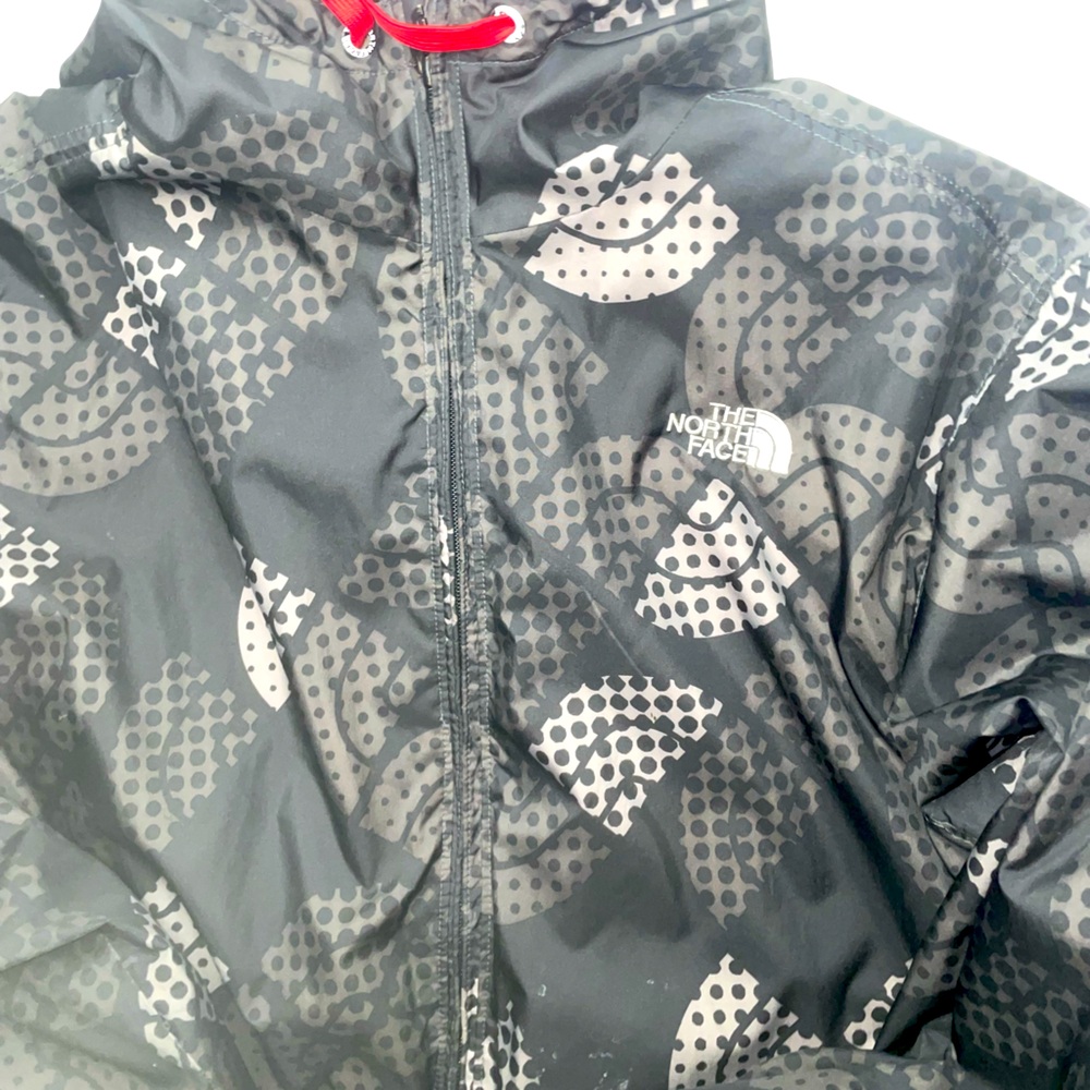 The North Face Black, Red and White Geometric Raincoat